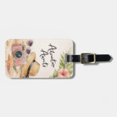 Personalized Adventure Awaits Tropical Floral Bagagelabel (Voorkant horizontaal)