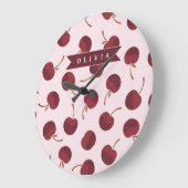 Personalized Aesthetic Cherry Pattern Name Gift Grote Klok (Hoek)