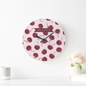 Personalized Aesthetic Cherry Pattern Name Gift Grote Klok (Huis)