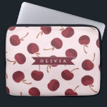 Personalized Aesthetic Cherry Pattern Name Gift Laptop Sleeve<br><div class="desc">This collection of adorable cherry patterns is one of those small, everyday pleasures that just make people smile. This design is whimsical, cozy, and effortlessly fashionable with its soft pink backdrop, strewn cherries, and personalized name accents. It's the kind of pattern that makes a desk, a purse, or a comfortable...</div>