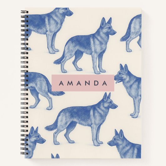 Personalized Aesthetic German Shepherd Pattern Notitieboek (Voorkant)