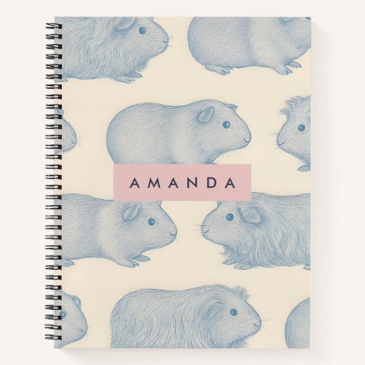 Personalized Aesthetically Cute Guinea Pigs Patter Notitieboek (Voorkant)