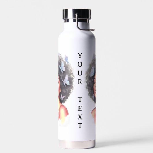 Personalized Afro Beauty Portrait  Water Bottle Waterfles (Links)