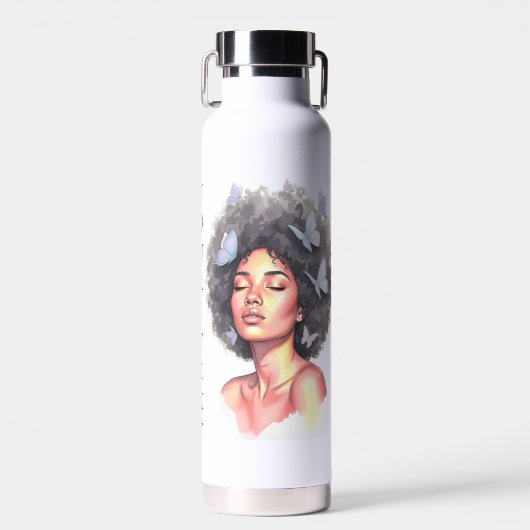 Personalized Afro Beauty Portrait  Water Bottle Waterfles (Voorkant)