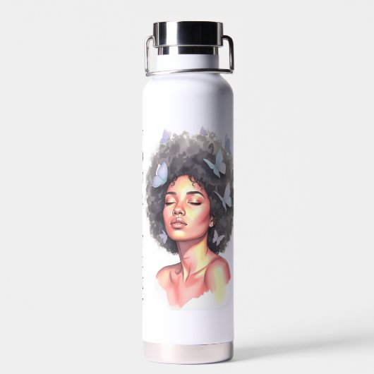 Personalized Afro Beauty Portrait  Water Bottle Waterfles (Achterkant)