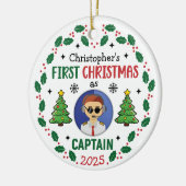 Personalized Airline Captain Custom Name Christmas Keramisch Ornament (Links)