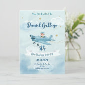 Personalized Airplane Boy Birthday Invitation Kaart (Staand voorkant)