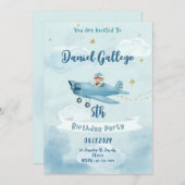Personalized Airplane Boy Birthday Invitation Kaart (Voorkant / Achterkant)