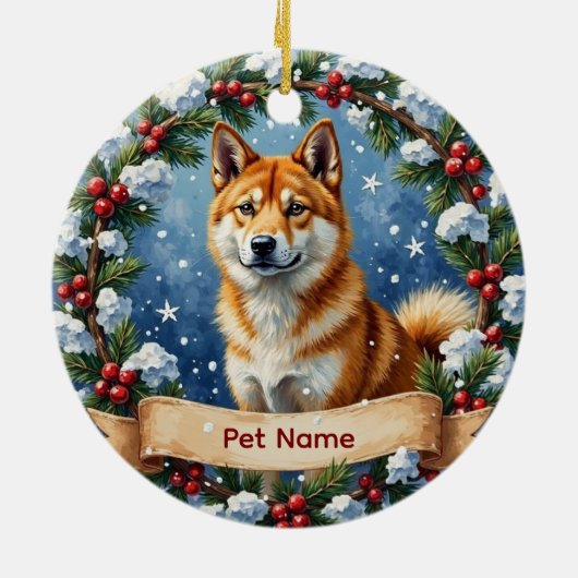 Personalized Akita Christmas Keramisch Ornament (Achterkant)