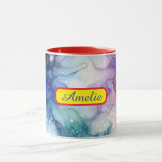 Personalized Alcohol Ink Style Mug with Name, gift Mok