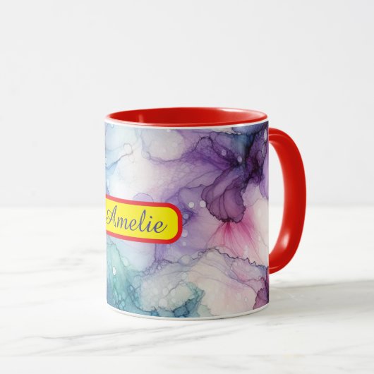 Personalized Alcohol Ink Style Mug with Name, gift Mok (Voorkant rechts)
