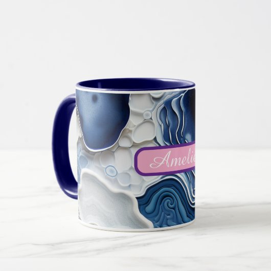 Personalized Alcohol Ink Style Mug with Name, gift Mok (Voorkant links)