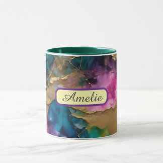 Personalized Alcohol Ink Style Mug with Name, gift Mok
