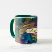Personalized Alcohol Ink Style Mug with Name, gift Mok (Voorkant links)