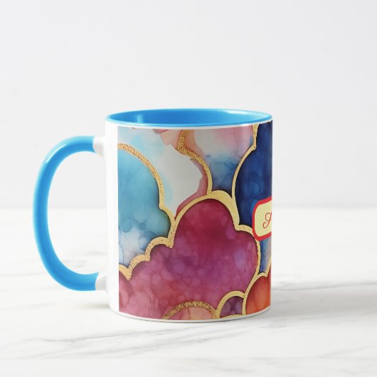 Personalized Alcohol Ink Style Mug with Name, gift Mok (Links)