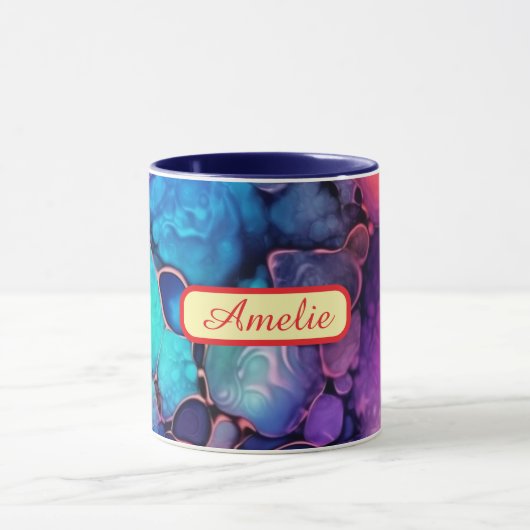 Personalized Alcohol Ink Style Mug with Name, gift Mok (Midden)