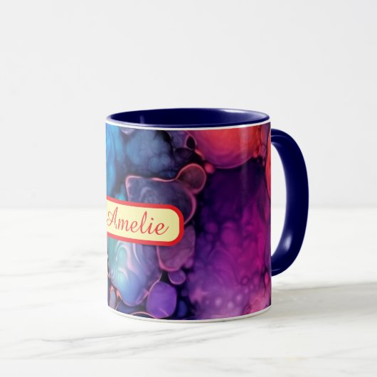 Personalized Alcohol Ink Style Mug with Name, gift Mok (Voorkant rechts)