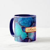 Personalized Alcohol Ink Style Mug with Name, gift Mok (Voorkant links)