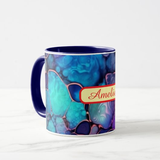 Personalized Alcohol Ink Style Mug with Name, gift Mok (Voorkant links)