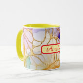 Personalized Alcohol Ink Style Mug with Name, gift Mok (Voorkant links)