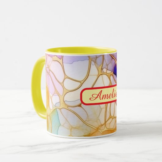Personalized Alcohol Ink Style Mug with Name, gift Mok (Voorkant links)