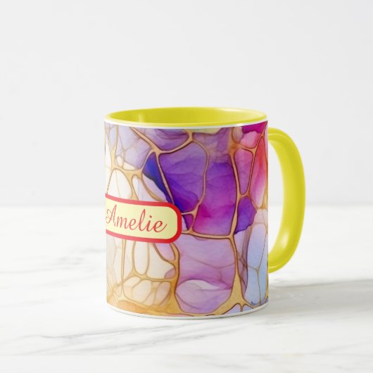Personalized Alcohol Ink Style Mug with Name, gift Mok (Voorkant rechts)