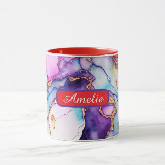 Personalized Alcohol Ink Style Mug with Name, gift Mok
