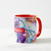 Personalized Alcohol Ink Style Mug with Name, gift Mok (Voorkant rechts)