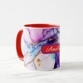 Personalized Alcohol Ink Style Mug with Name, gift Mok (Voorkant links)