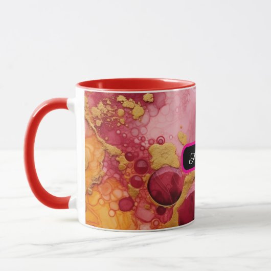 Personalized Alcohol Ink Style Mug with Name, gift Mok (Links)