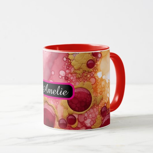 Personalized Alcohol Ink Style Mug with Name, gift Mok (Voorkant rechts)