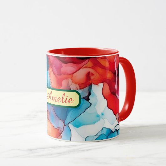 Personalized Alcohol Ink Style Mug with Name, gift Mok (Voorkant rechts)