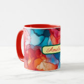 Personalized Alcohol Ink Style Mug with Name, gift Mok (Voorkant links)