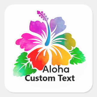 Personalized Aloha Hibiscus Tropical Flower Vierkante Sticker