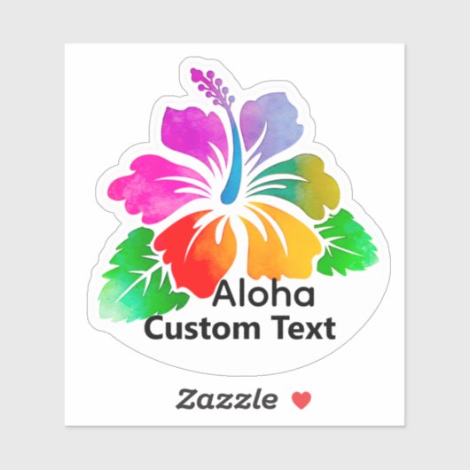 Personalized Aloha Hibiscus TropicalFlower Sticker (Vel)