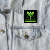 Personalized Alternative Medicine Green Caduceus Vierkante Button 5,1 Cm (In situ)