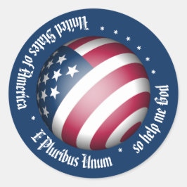 Personalized American Flag Globe and USA Motto Ronde Sticker