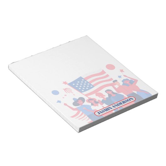 Personalized American Flag Patriotic USA  Notitieblok (Schuin)