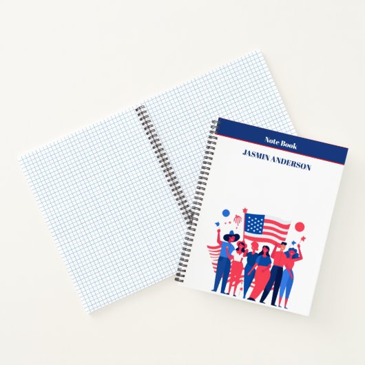 Personalized American Flag Patriotic USA  Notitieboek (Binnen)