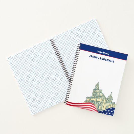Personalized American Flag Patriotic USA  Notitieboek (Binnen)