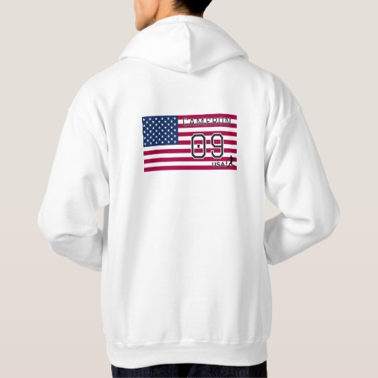 Personalized American Soccer Athlete Patriotic  Hoodie (Achterkant)