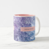 Personalized Amethyst Crystal & Lavender Sparkle Tweekleurige Koffiemok (Voorkant rechts)