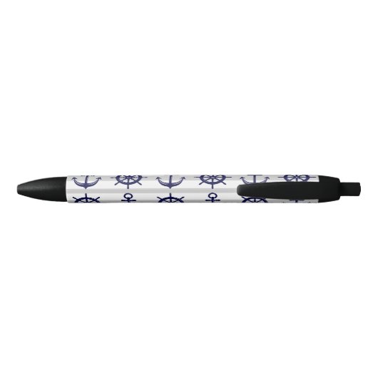Personalized Anchor Boat Wheel Nautical Ink Zwarte Inkt Pen (Achterkant)