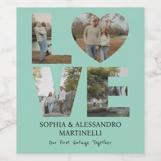 Personalized Anniversary Photo Wine Bottle Label  Wijn Etiket (Enkel label)