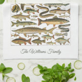 Personalized antique French Under-the-sea fish Theedoek (Gevouwen)