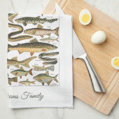 Personalized antique French Under-the-sea fish Theedoek (Quarter Fold)