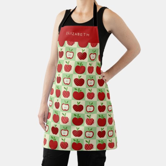 Personalized Apple Pattern Check Cozy Teacher Schort (Insitu)