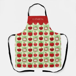 Personalized Apple Pattern Check Cozy Teacher Schort