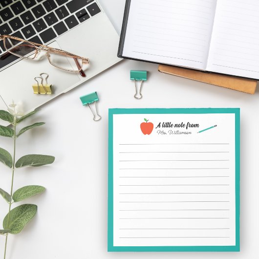 Personalized Apple Pencil Teacher Appreciation Notitieblok
