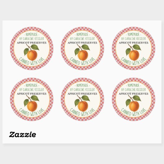 Personalized Apricot Preserves Canning Label Sheet (Vel)